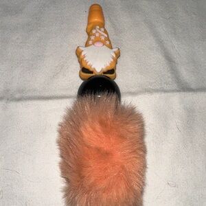 Orange Gnome Keychain with Fluffy Pom Pom